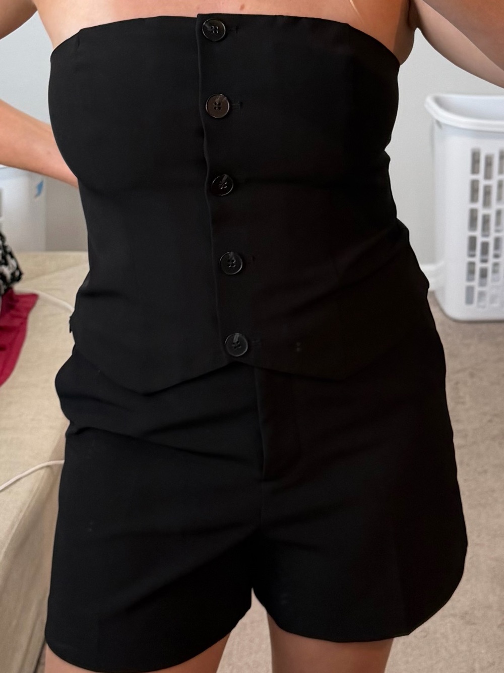 Express Strapless Button Front Tube Top
